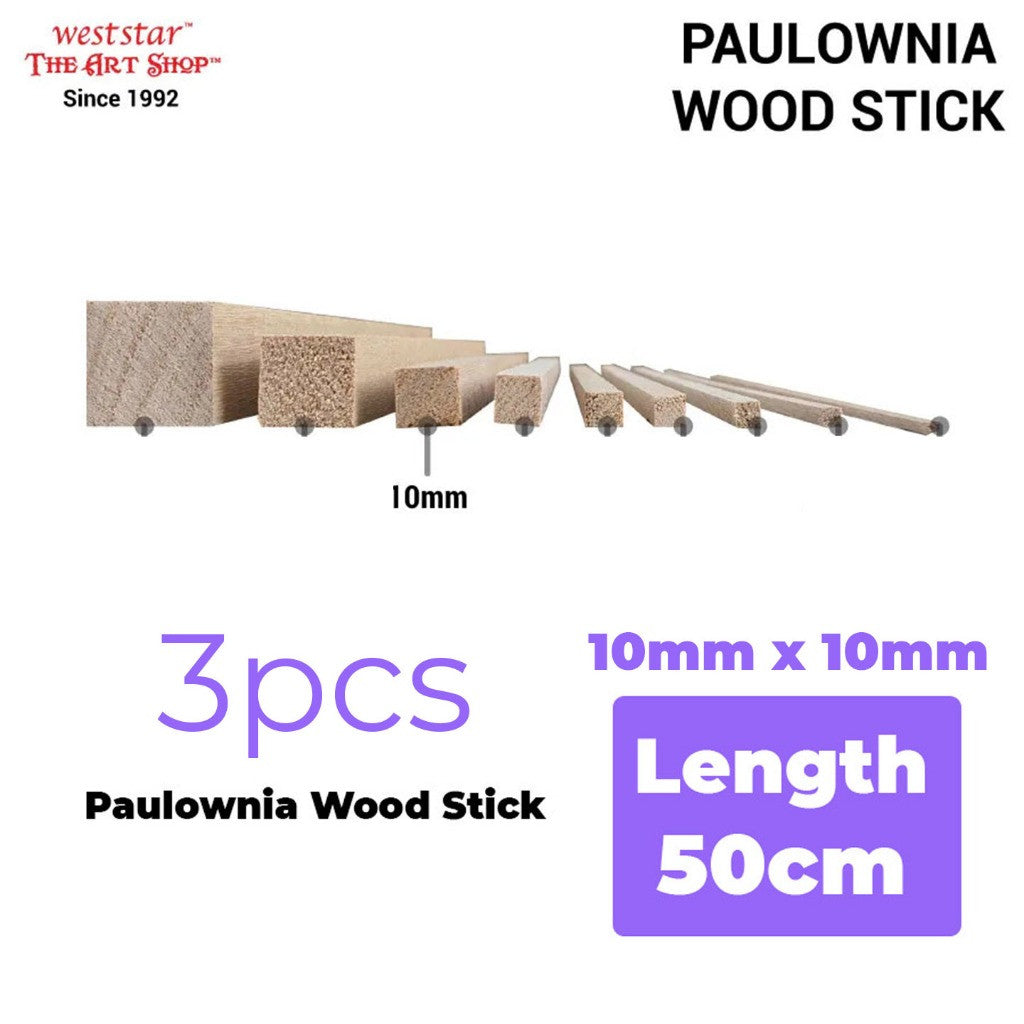 [WETAS] Paulownia Wood Stick Wooden Stick Lightweight Strong Wooden Craft Stick - 50cm length