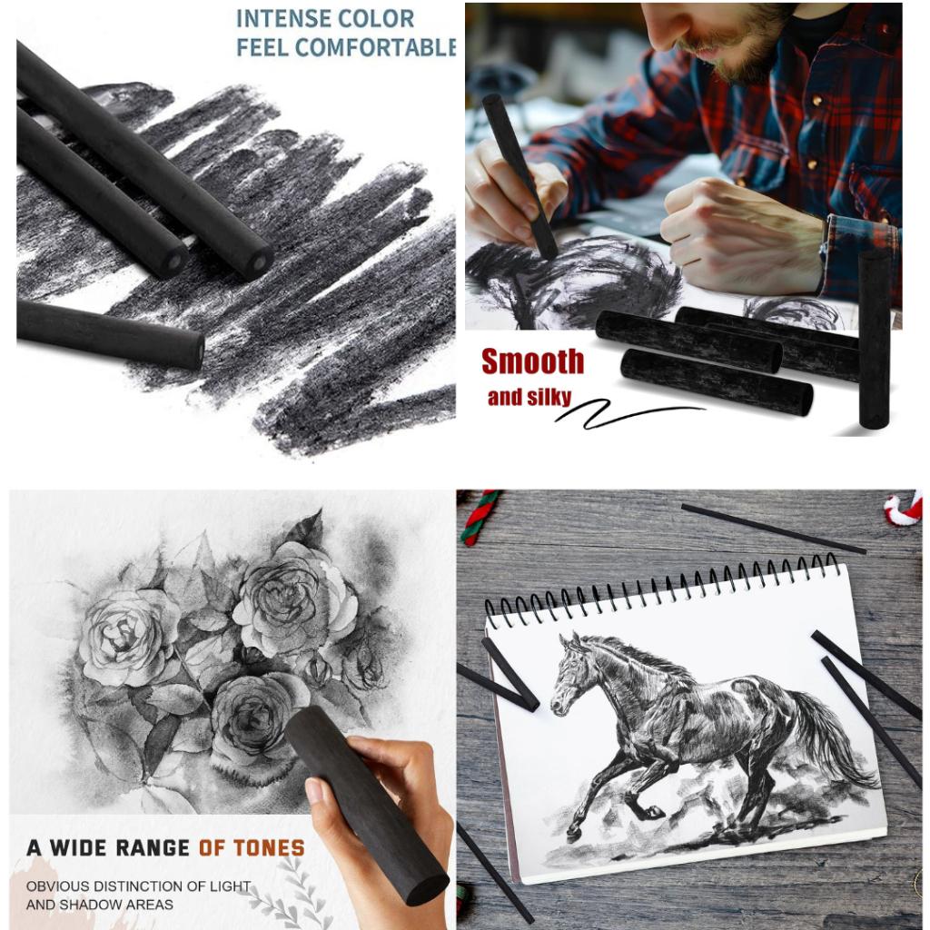[WE-ARTS] UA Natural Charcoal Jumbo Stick Charcoal for Painting Charcoal Stick Dia.13mm - 24mm (3pcs/pkt)