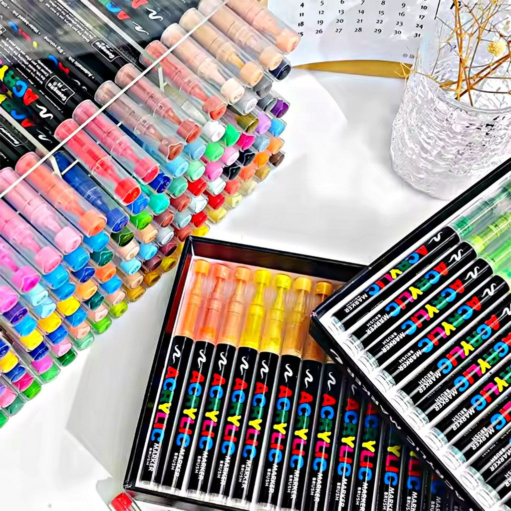 [WETAS] AW1956 Acrylic Brush Marker Set Acrylic Marker Set  (12 / 24 / 36 / 48 Colours)