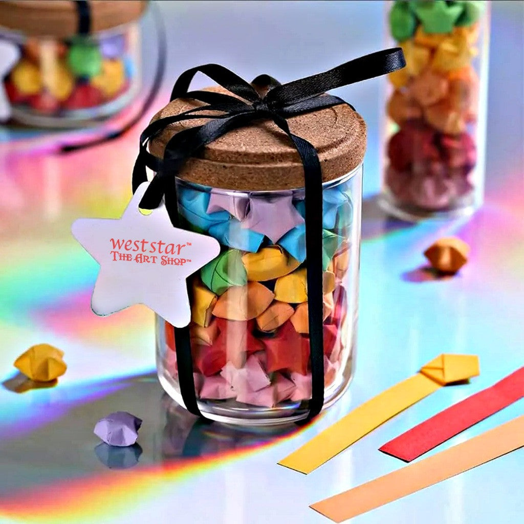 [WE-ARTS] Star Origami Paper Crane Square Paper Folded Papercraft Kertas Colorful DIY 1cm x 23.5cm