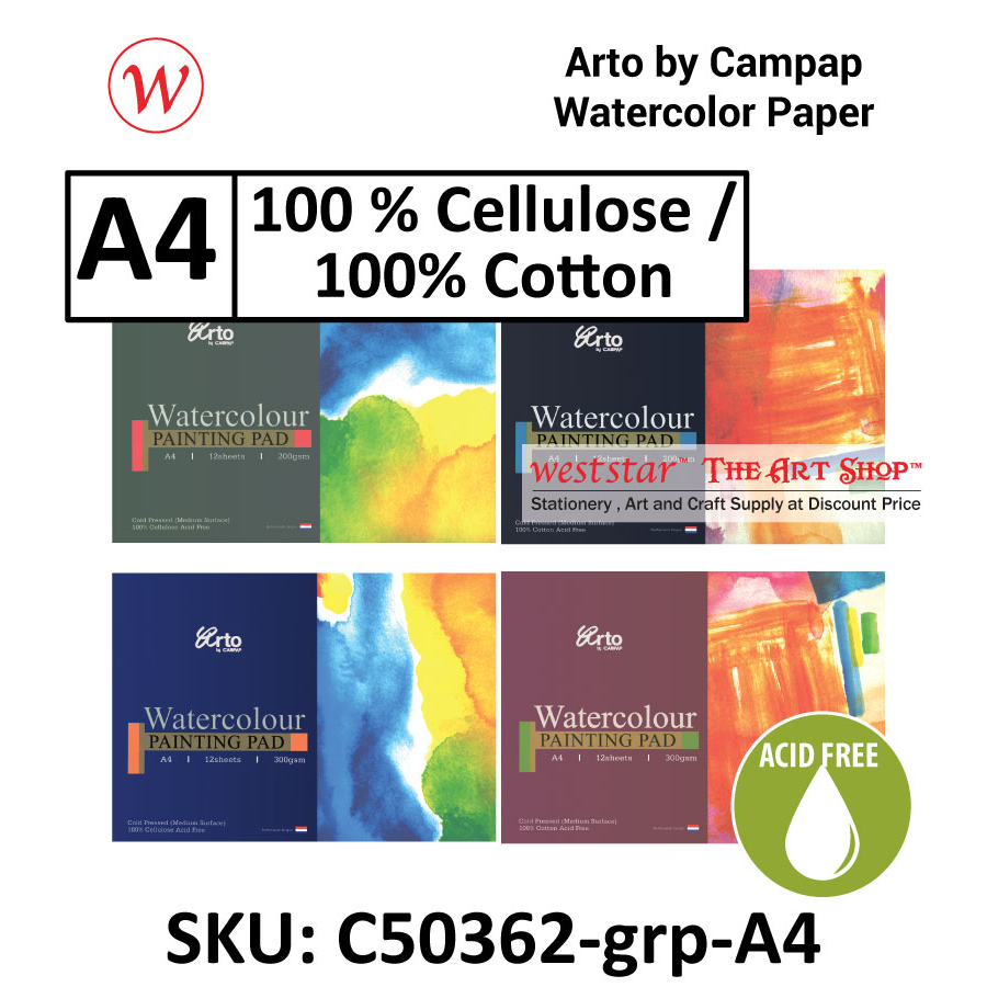 A4 Arto by Campap Watercolour Pad (100% Cellulose / 100% Cotton)