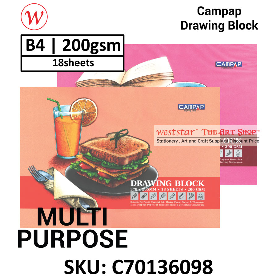 Campap Drawing Block (CA3609) | B4 18sheets 200g