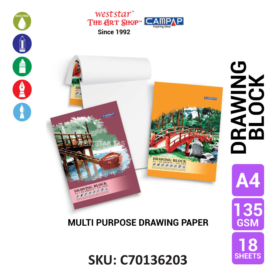 A4 Campap Drawing Block (CA3620) 18sheets | 135gsm