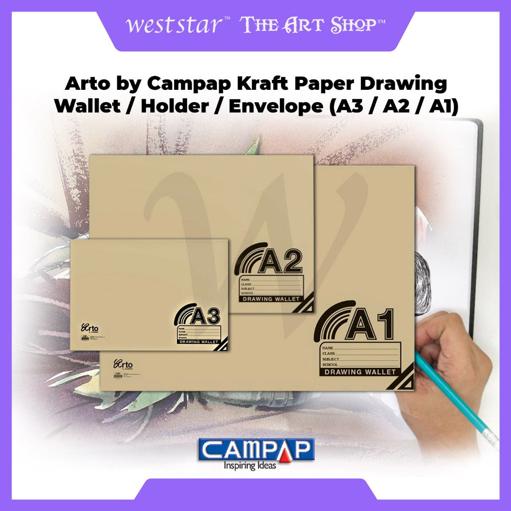 Arto by Campap Kraft Paper Drawing Wallet / Holder / Envelope (A3 / A2 / A1)