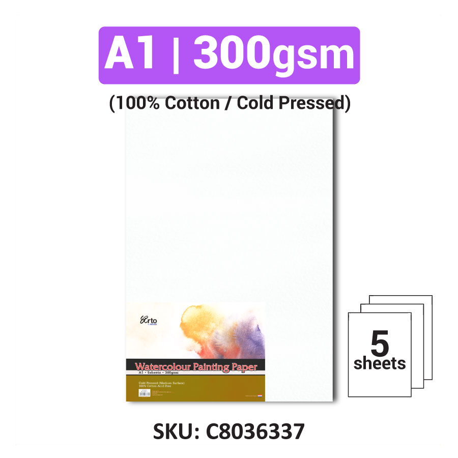 A1 A2 Arto Watercolor Paper 5 sheets | A1 A2 - 200gsm 300gsm