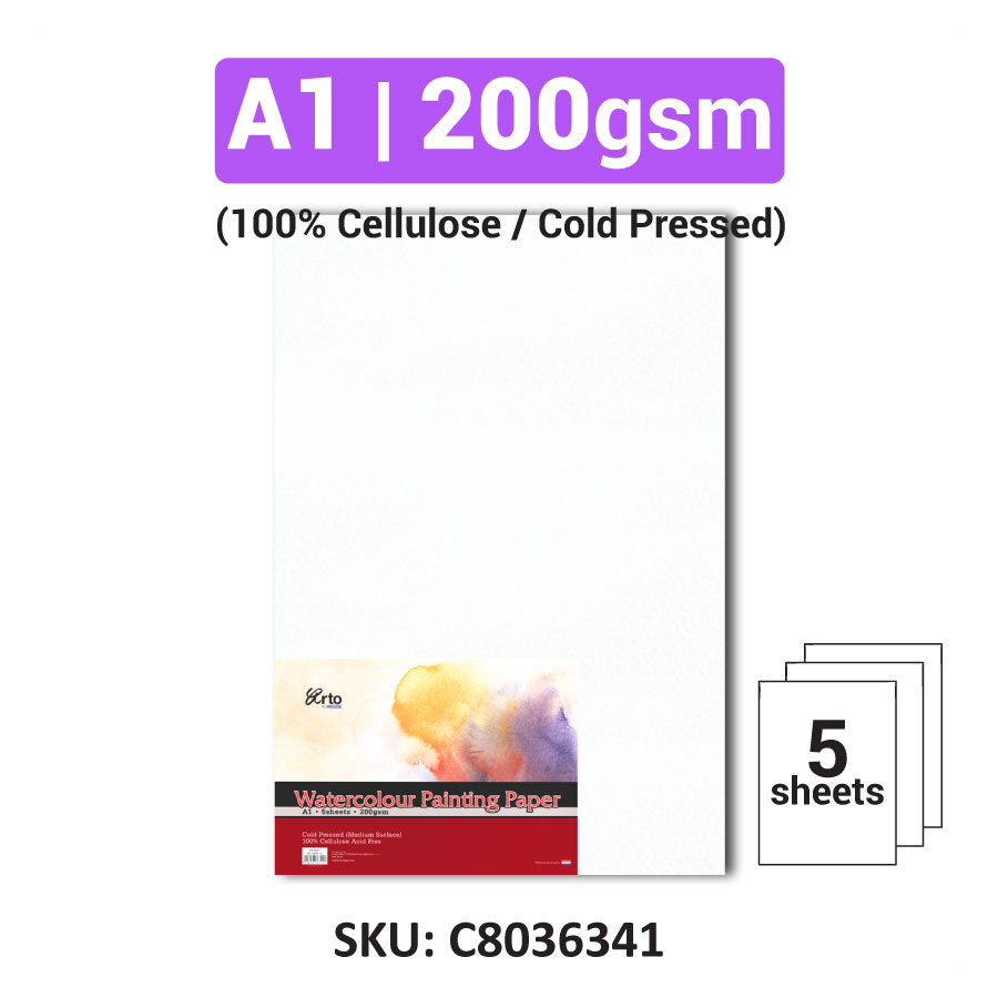 A1 A2 Arto Watercolor Paper 5 sheets | A1 A2 - 200gsm 300gsm