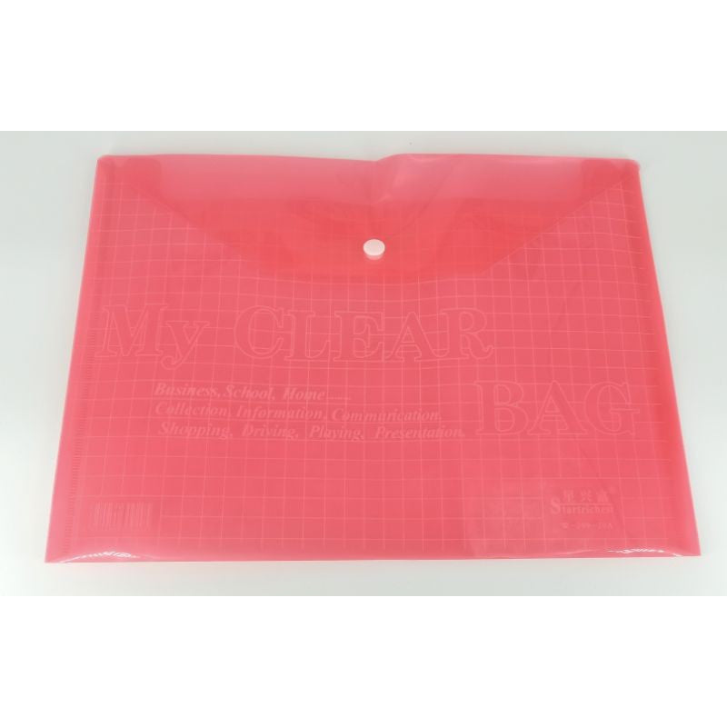 MOOTYS A4/A3 Button Pocket File Landscape Button My Clear Bag Document File Transparent File Holder A3/A4 MT-113