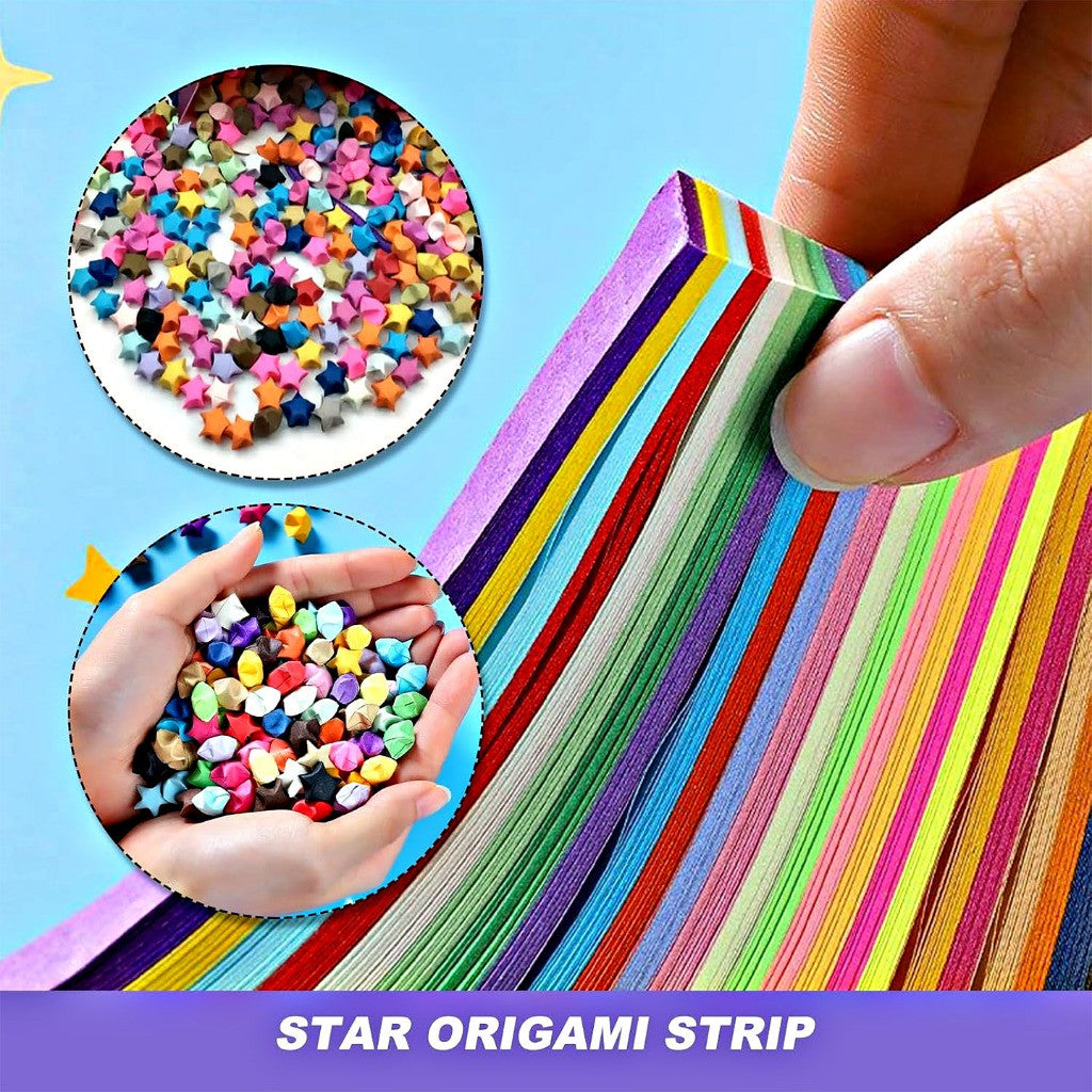 [WE-ARTS] Star Origami Paper Crane Square Paper Folded Papercraft Kertas Colorful DIY 1cm x 23.5cm