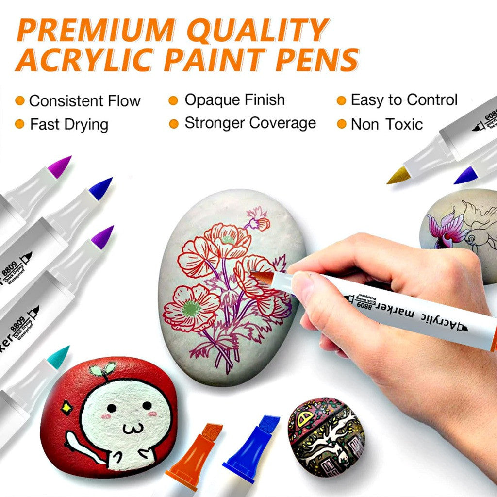 [WETAS] AW1988 Twin Nib Acrylic Marker Set 12 / 24 Warna | Dual Tip Art Walker Acrylic Pen Waterproof | Student & Artis