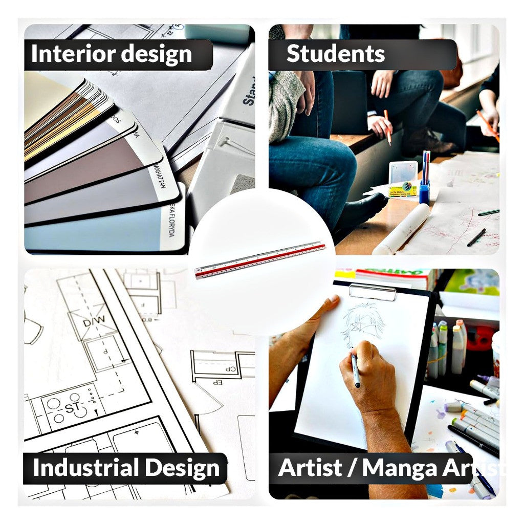 High Precision Scale Ruler Triangle Drawing Scale Ruler A - Metric (1:20/25/50/75/100/125)