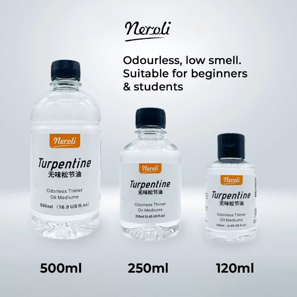 Neroli Turpentine Odourless Thinner Oil Medium For Oil Painting - 120ml & 500ml