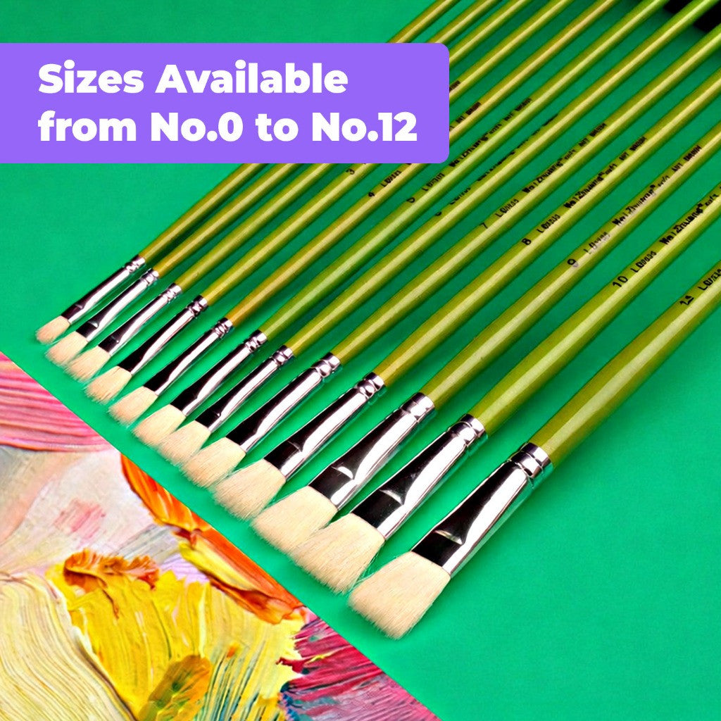 [WE-ARTS] Flat Goat Hair Brush LG7525 Long Handle - No.0 to 12