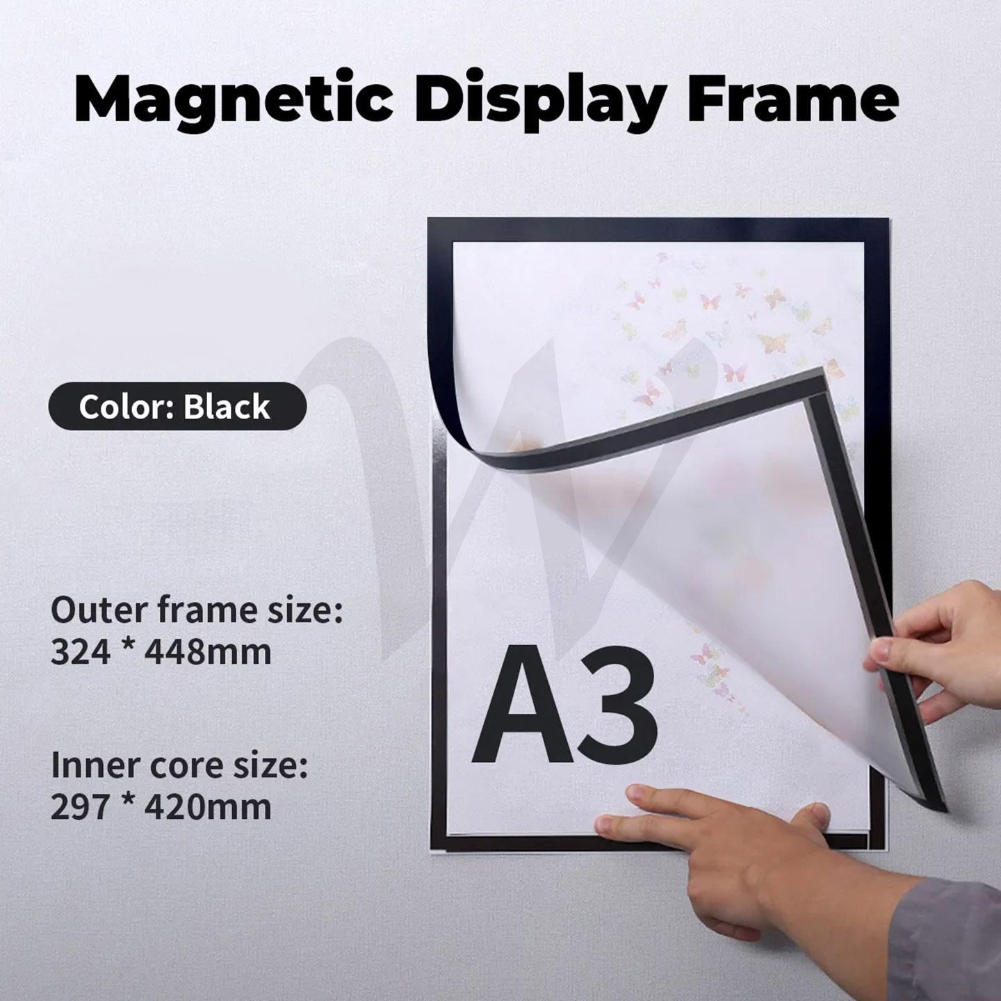 [WE-ARTS] A4 / A3 Magnetic Display Frame Magnetic Display Board Wall Stick Frame Photo Certificate Office Adhesive