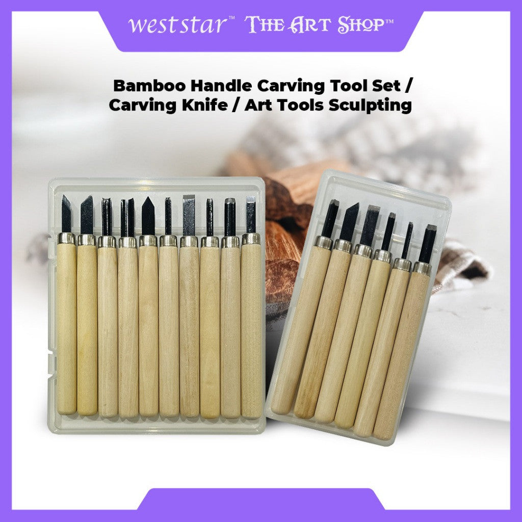 [WESTSTAR] Bamboo Handle Carving Tool Set/ Carving Knife / Art Tools Sculpting /Alat Pahat Kayu Ukir -Set of 6pcs/10pcs