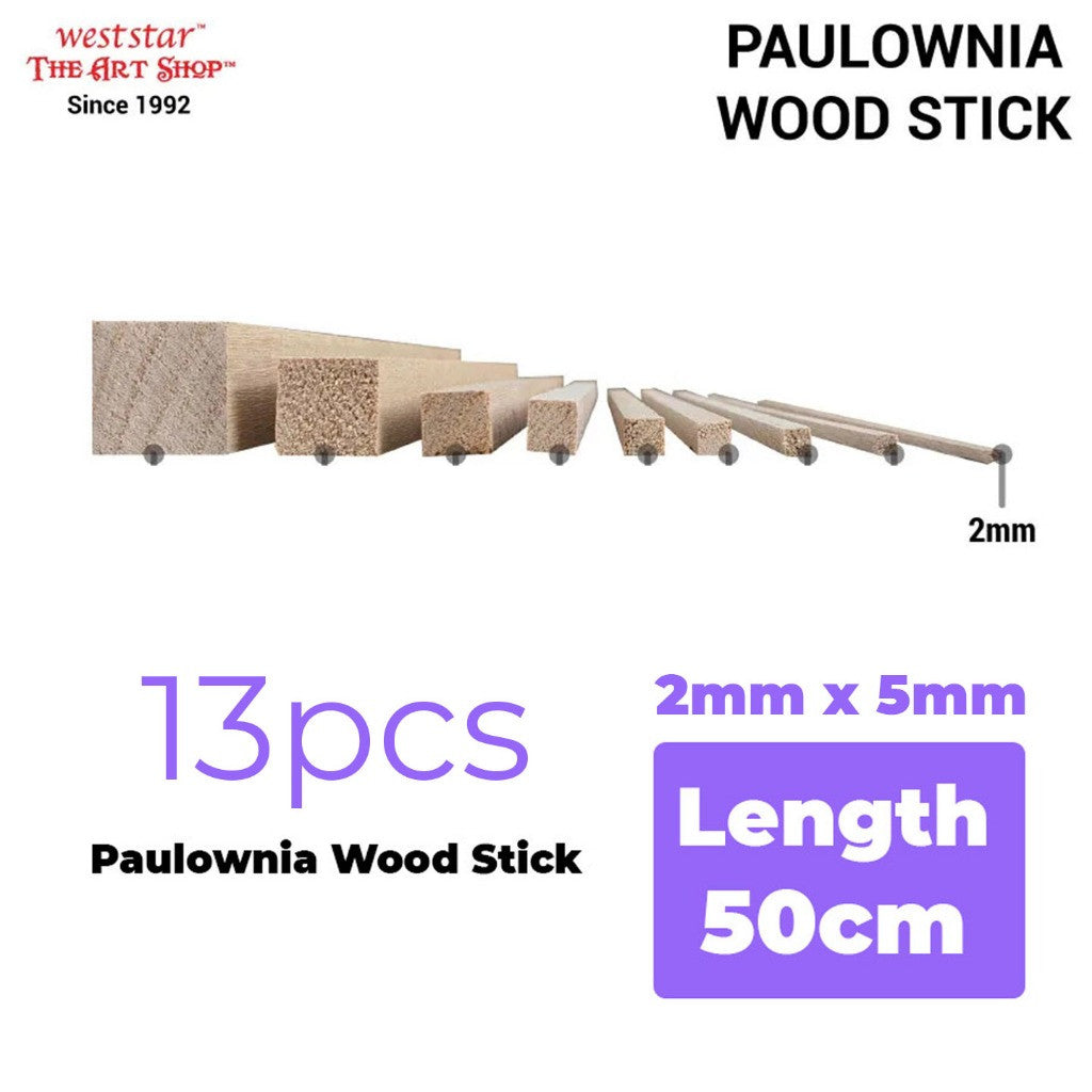 [WETAS] Paulownia Wood Stick Wooden Stick Lightweight Strong Wooden Craft Stick - 50cm length