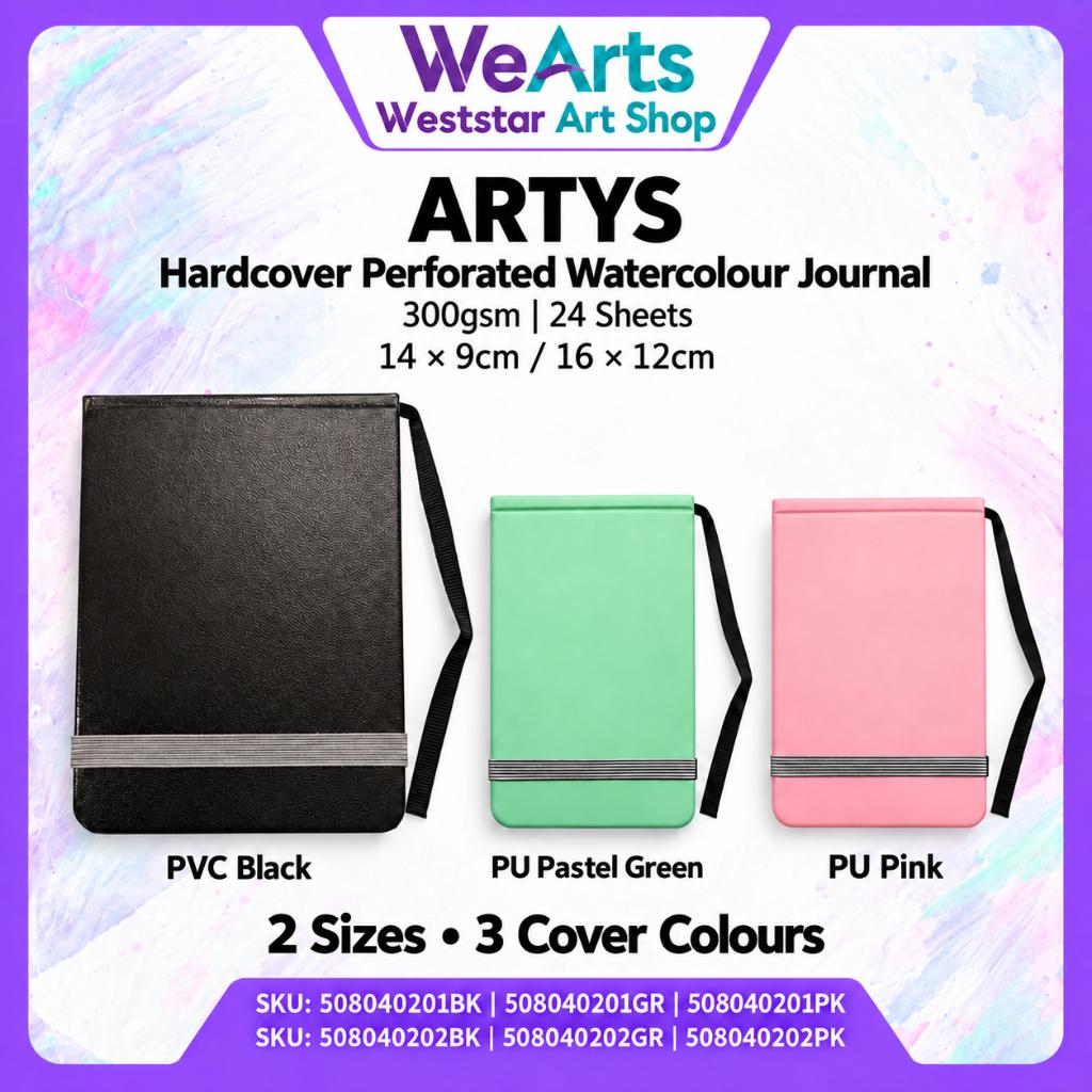 ARTYS Hardcover Watercolour Journal Sketchbook Buku Lukisan 300gsm 24 Sheets 14x9cm 16x12cm