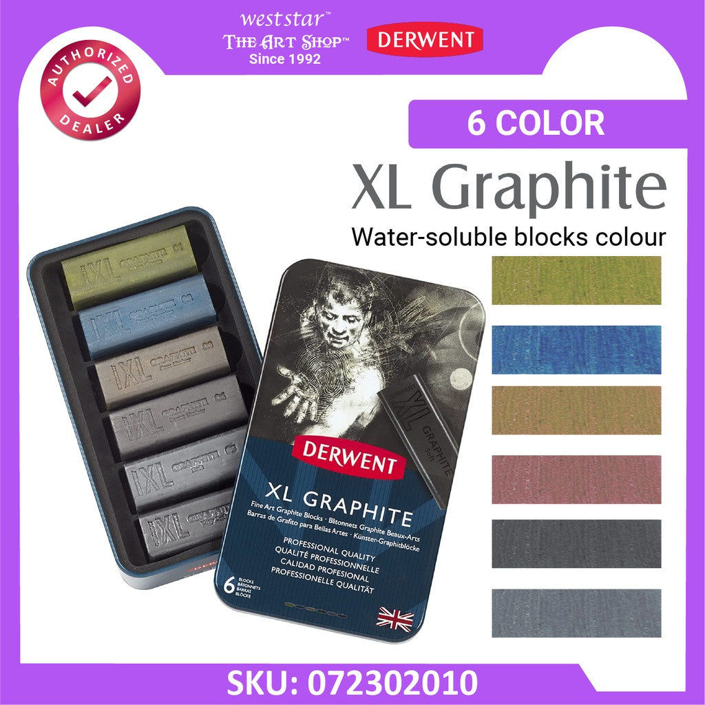 [WETAS] Derwent XL Graphite Blocks Tins For Drawing and Sketching (6 Colors)