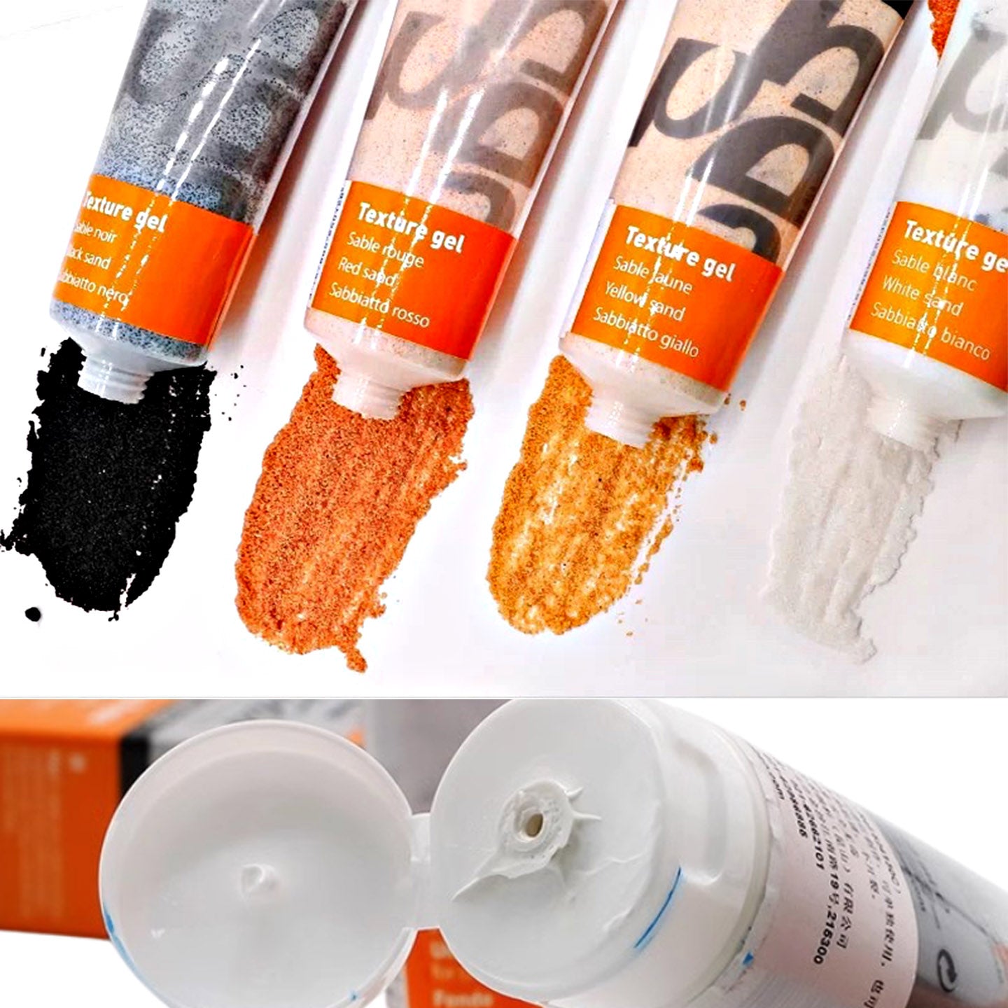 Pebeo Texture Gel (250ml) | BLACK, WHITE, RED, YELLOW SAND