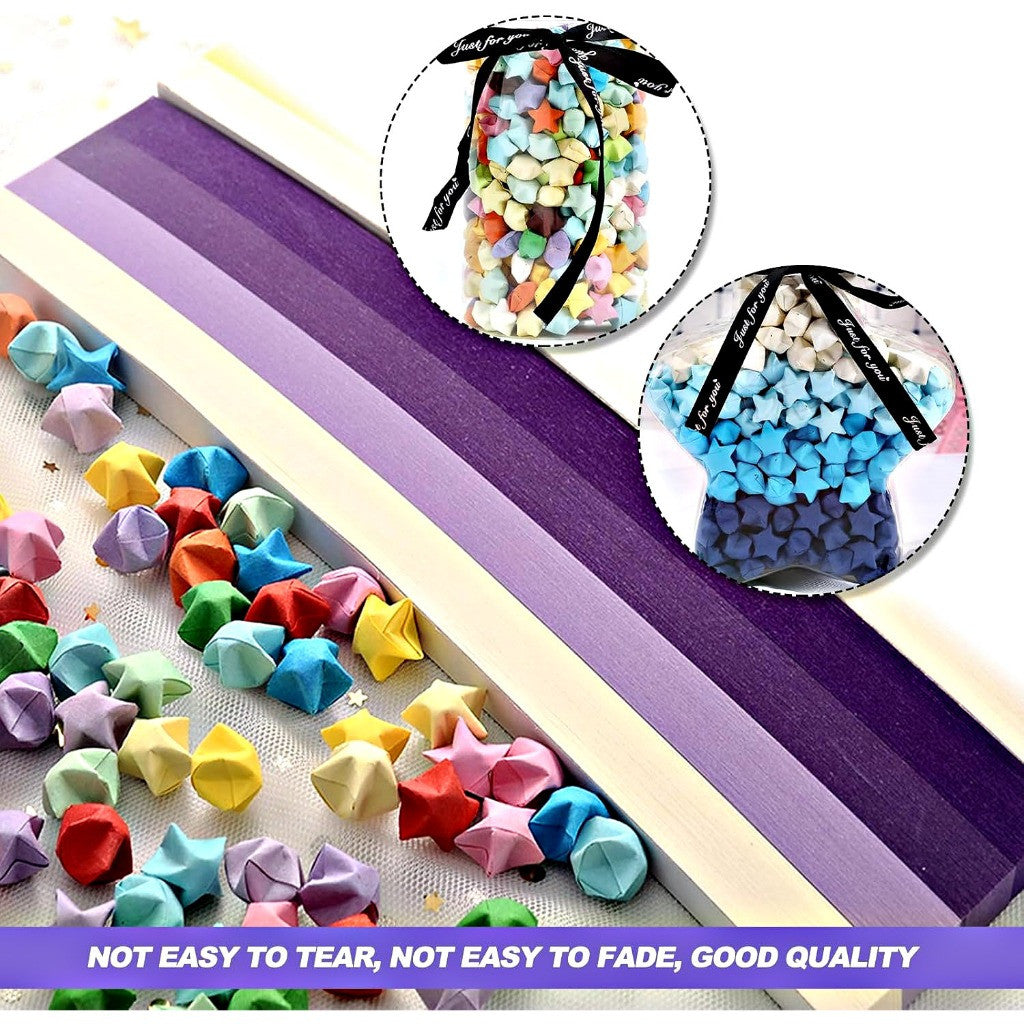 [WE-ARTS] Star Origami Paper Crane Square Paper Folded Papercraft Kertas Colorful DIY 1cm x 23.5cm