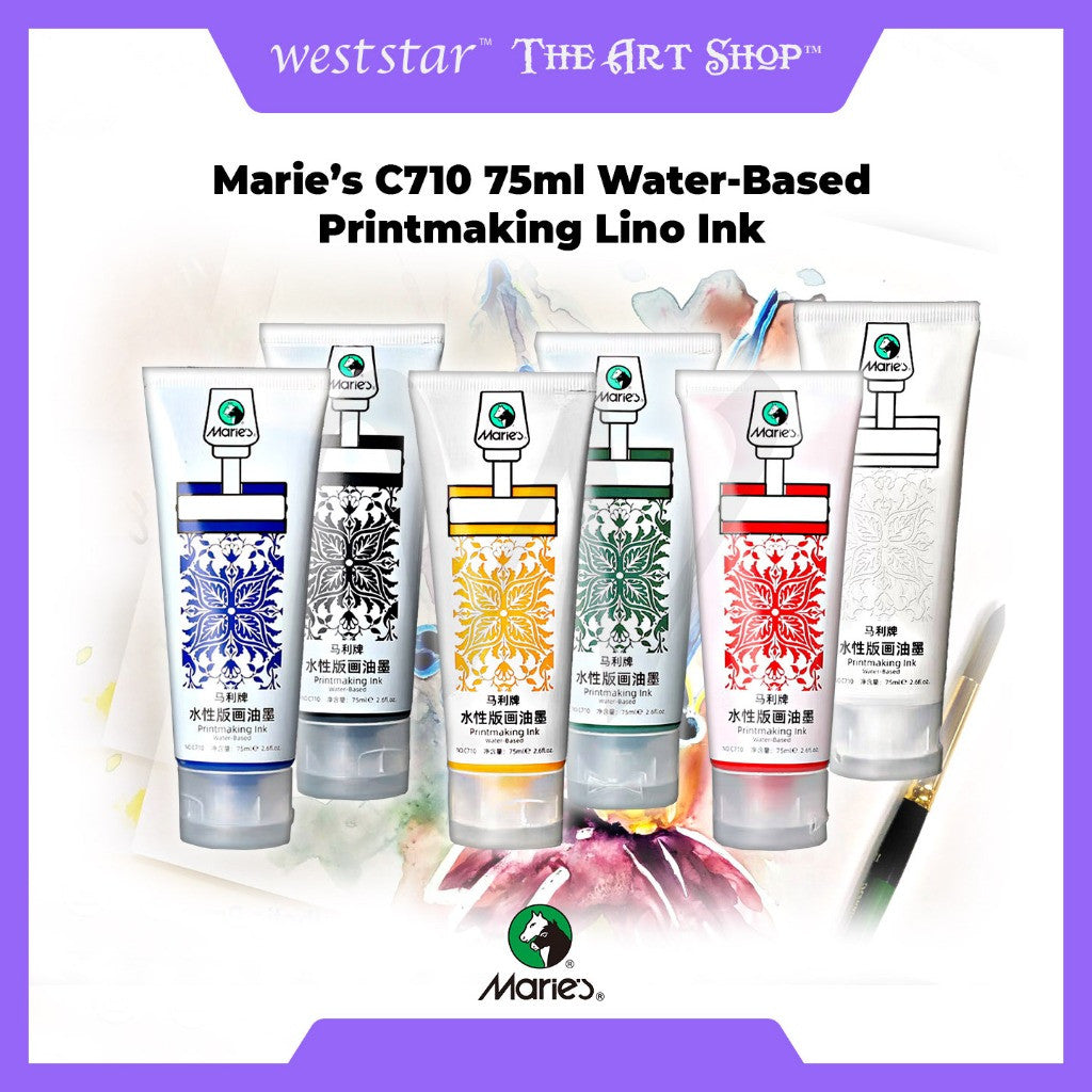 [WETAS] Marie’s C710 75ml Water-Based Printmaking Lino Ink For Lino Block Printing • Silk Screen • Creative Art Projects