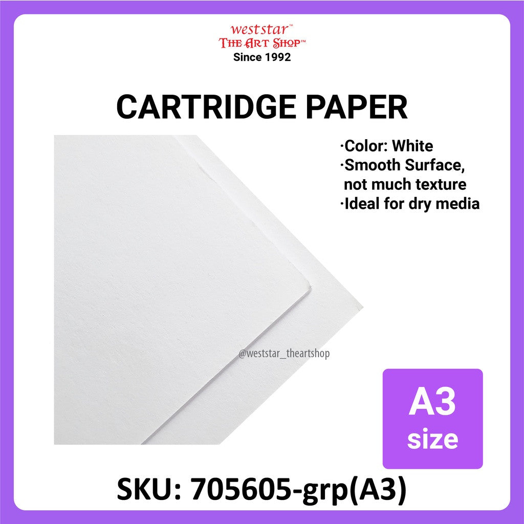 WESTSTAR ARTYS A3 Drawing Cartridge paper ( 135gsm, 165gsm, 200gsm - 10s, 50s)  Loose Sheets
