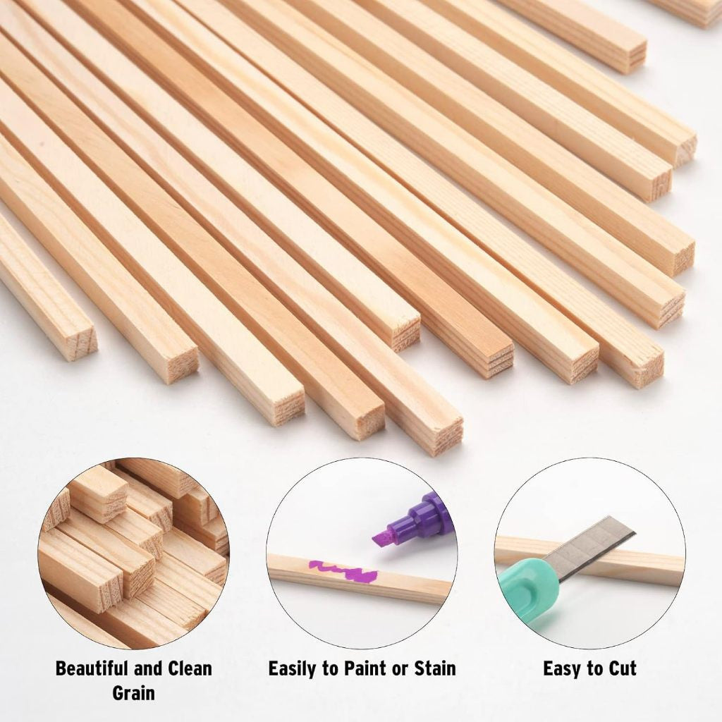 [WETAS] Square Natural Bamboo Sticks, Bamboo Strips, Strong Natural Bamboo Sticks for Craft Batang Buluh - Length 40cm