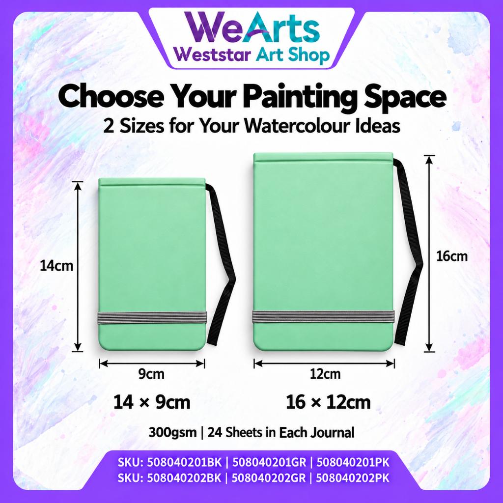 ARTYS Hardcover Watercolour Journal Sketchbook Buku Lukisan 300gsm 24 Sheets 14x9cm 16x12cm