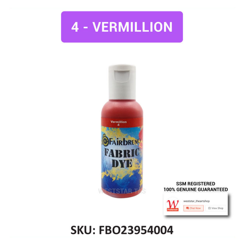 Fairbreno Fabric Dye 60ml (Paint directly, also suitable for Silkscreen printing, Stamp, Stencilling)