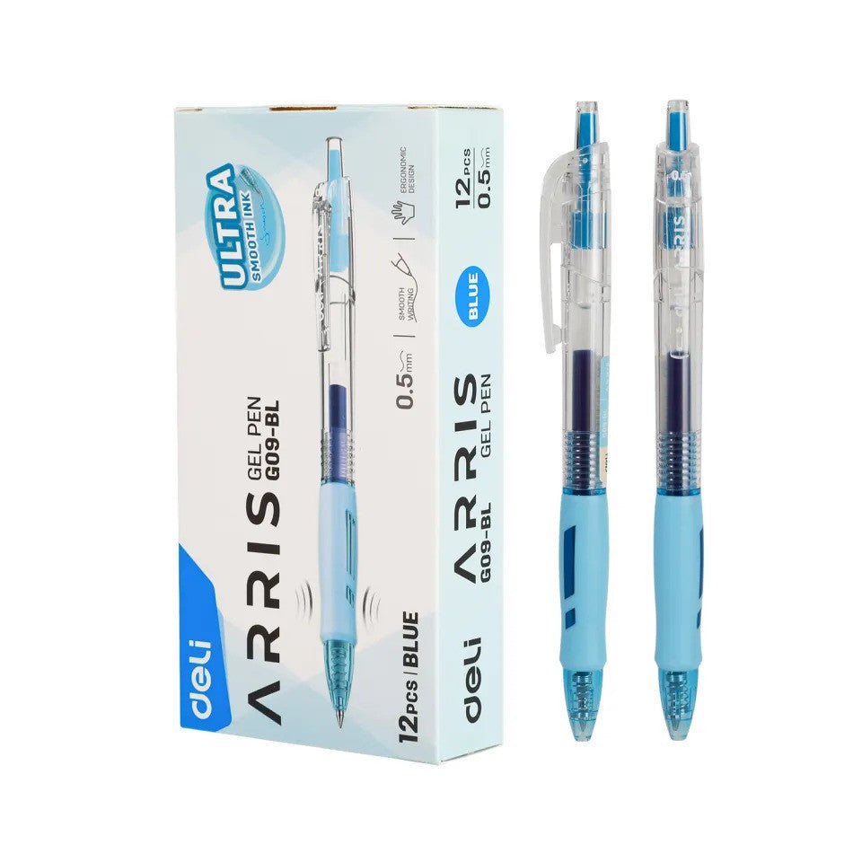 [WETAS] DELI EG09 ARRIS Gel Pen 0.5mm (BLUE / BLACK ) - Single pc