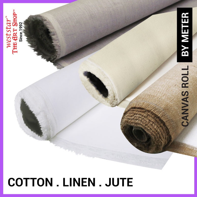 [WETAS] Artist Primed Cotton / Linen / Jute / Fibre Canvas Roll Canvas Fabric Kain Canvas Lukisan Canvas Cloth Fabric