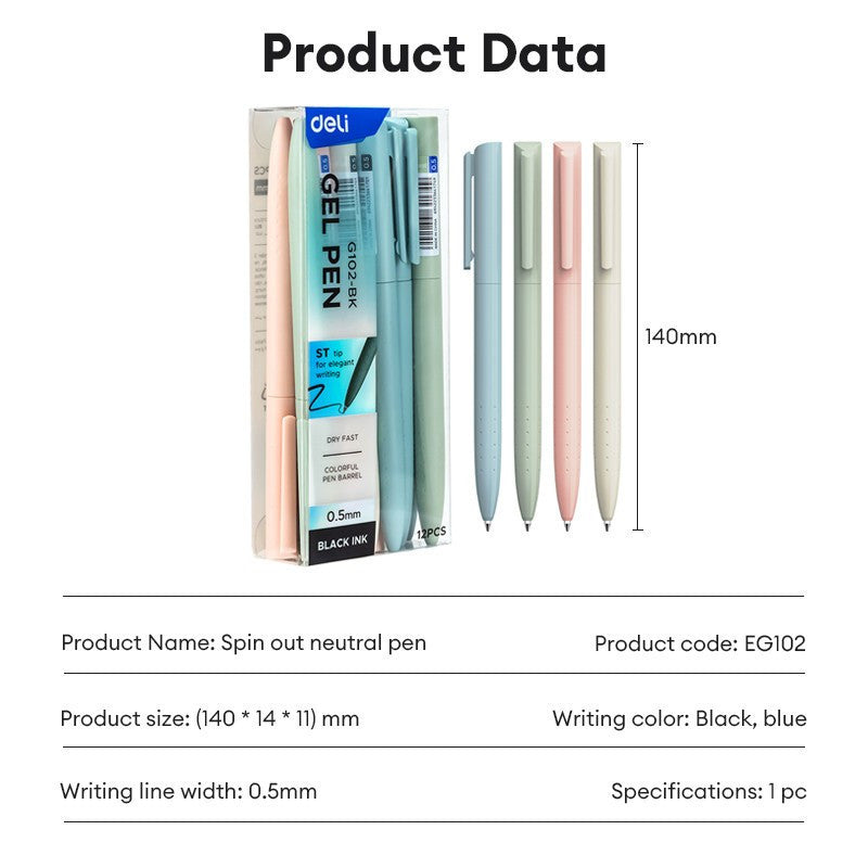 [WETAS] DELI Quick-dry Gel Pen 0.5mm ST Tip Gel Pen EG102