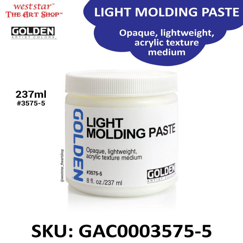 Golden Light Molding Paste , lightweight acrylic texture medium | 237ml / 473ml [Weststar The Art Shop]