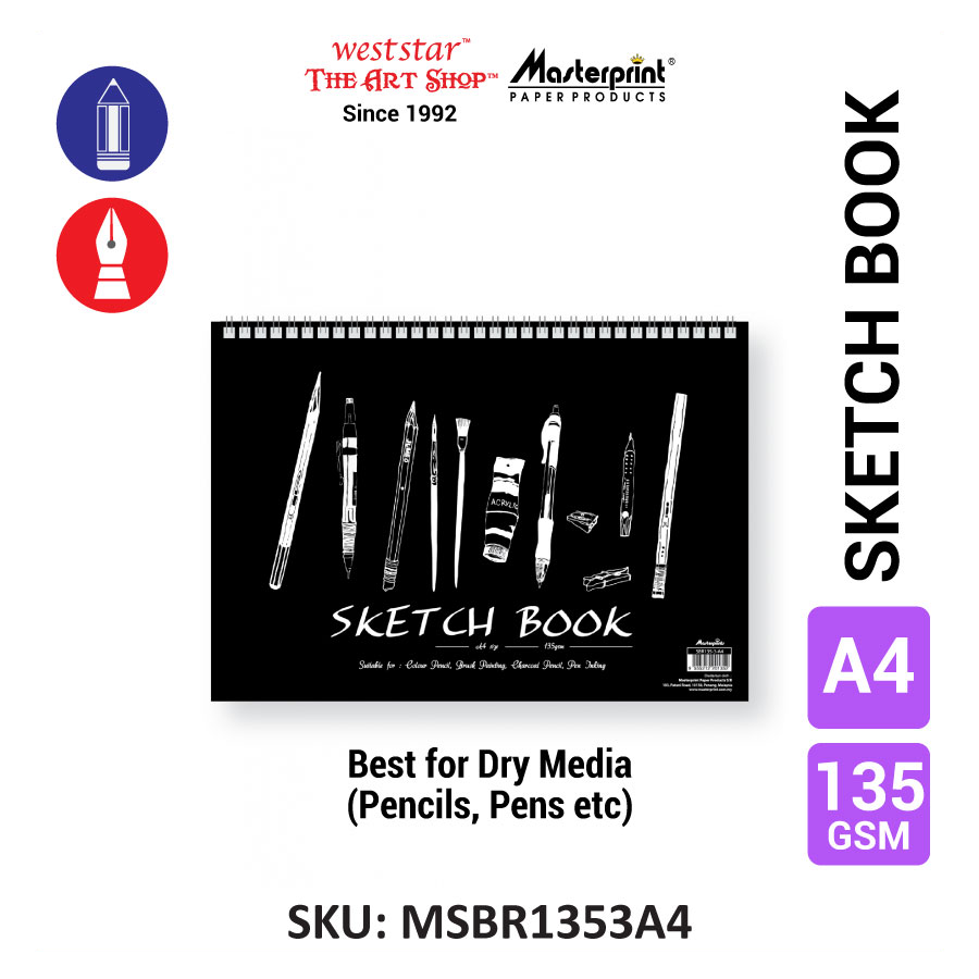 A4 Masterprint Sketch Book (18sheets) - 135gsm , 165gsm