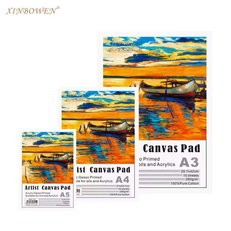 [WESTSTAR] Canvas Pad / Gesso Primed Cotton Canvas Pad/Art Canvas Pad for Acrylic & Oil Painting -10s 280gsm