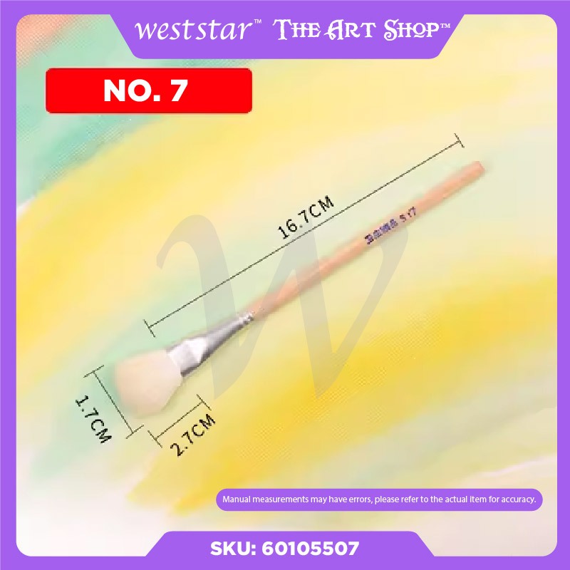 Goat Hair Brush/Flat Mop Brush/ Round Brush Art/Blending Brush Make up /Wool Brush for Ceramic/Berus Kambing