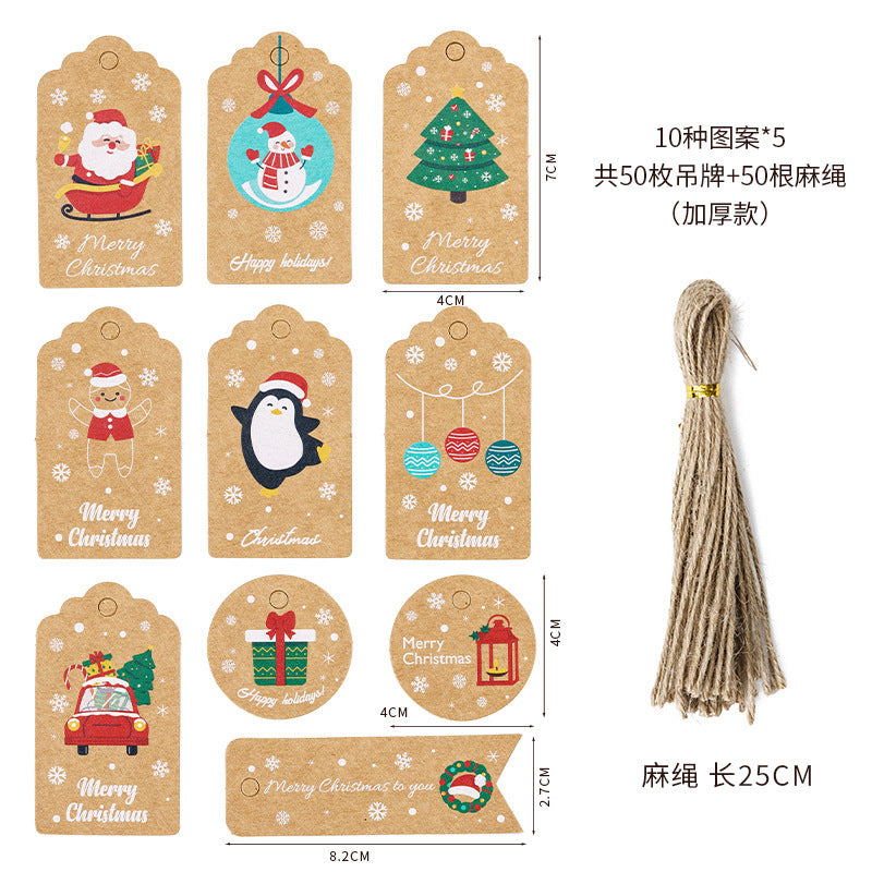 [Weststar TAS] 50pcs (10designs x 5tags each) Mixed Design Xmas Gift Tag A decoration