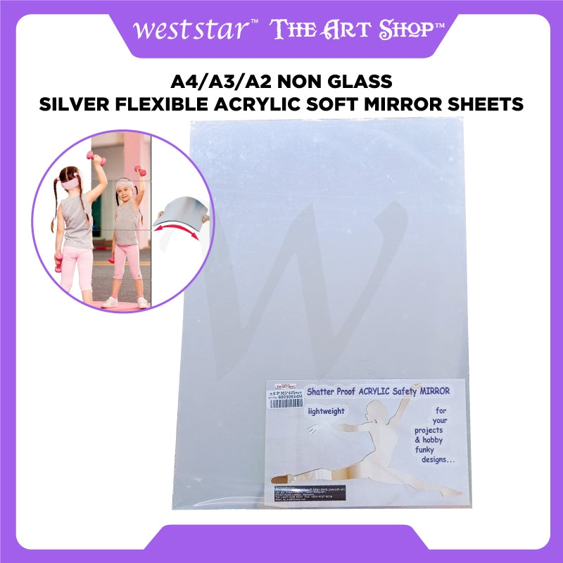 [Weststar TAS] A4/A3/A2 Non Glass | Silver Flexible Acrylic Soft Mirror Sheets | Acrylic Kaca