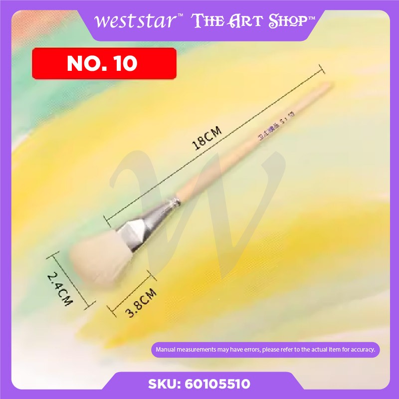 Goat Hair Brush/Flat Mop Brush/ Round Brush Art/Blending Brush Make up /Wool Brush for Ceramic/Berus Kambing