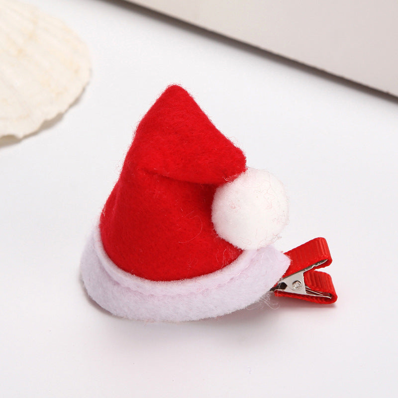 [Weststar TAS] Santa Hat Hair Clip Christmas Hat Hair Barrette Ponytail Decor Duckbill Clip