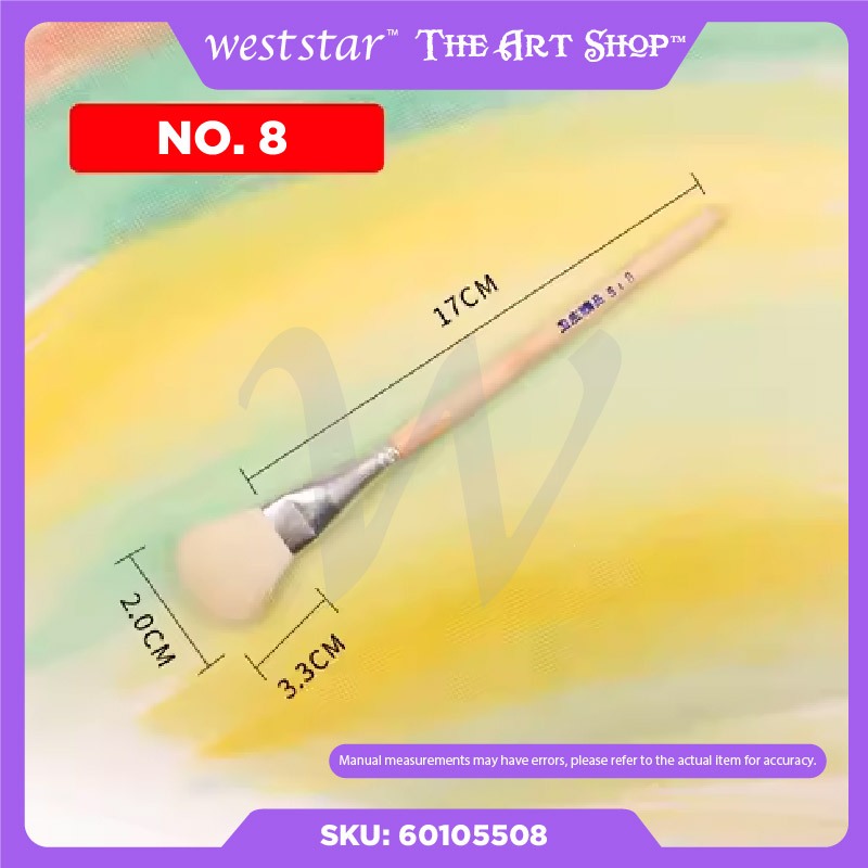 Goat Hair Brush/Flat Mop Brush/ Round Brush Art/Blending Brush Make up /Wool Brush for Ceramic/Berus Kambing