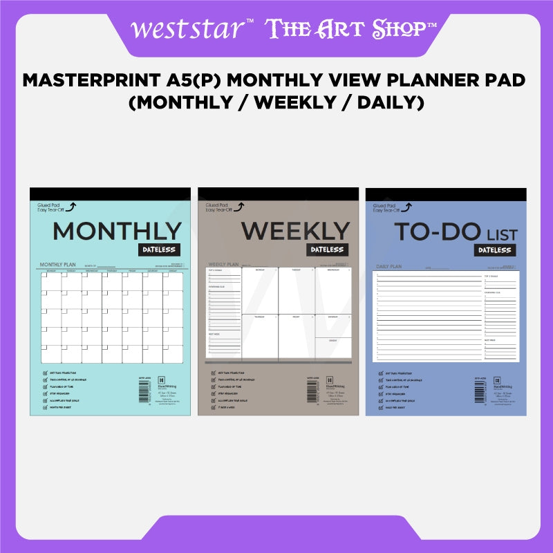 [Weststar] Masterprint A5(P) Monthly View Planner Pad - Monthly / Weekly / Daily