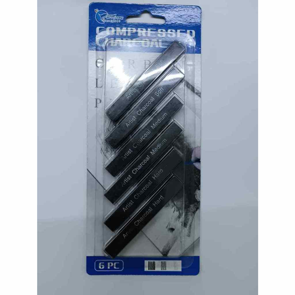 [WESTSTAR] Sketch Compressed Charcoal Sticks Square (Soft/Medium/Hard) Set For Artist Drawing