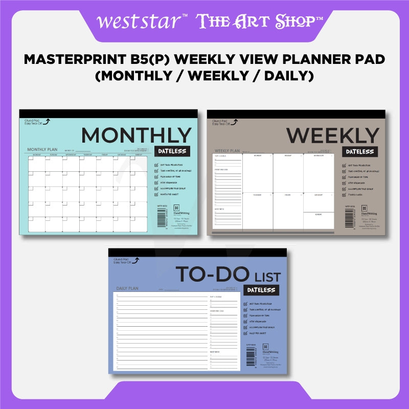 [Weststar] Masterprint B5(P) Weekly View Planner Pad - Monthly / Weekly / Daily