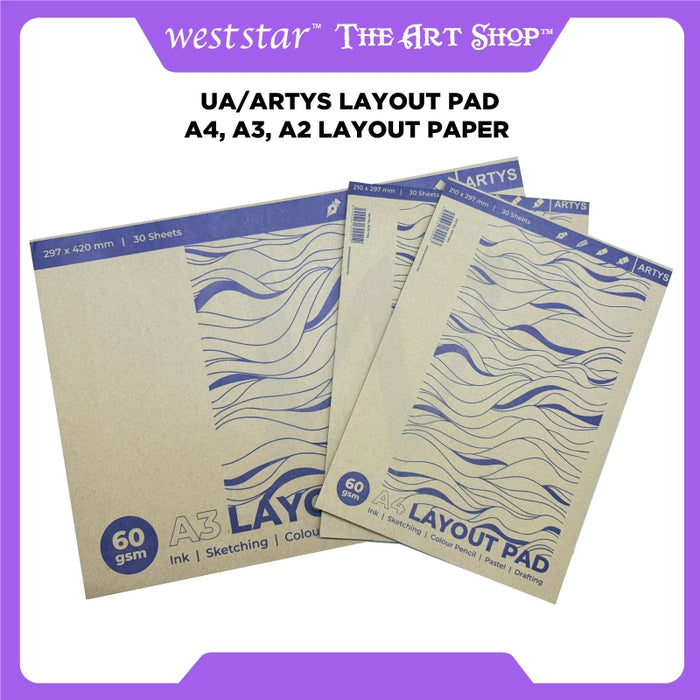 [WESTSTAR] UA/ARTYS Layout Pad A4, A3, A2 Layout Paper (30sheets)(60gs