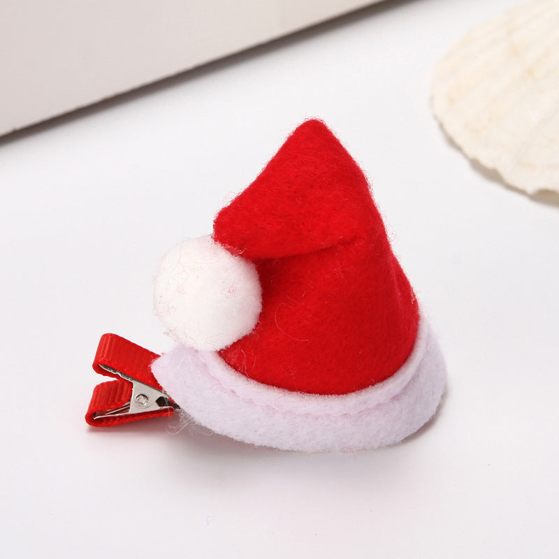 [Weststar TAS] Santa Hat Hair Clip Christmas Hat Hair Barrette Ponytail Decor Duckbill Clip