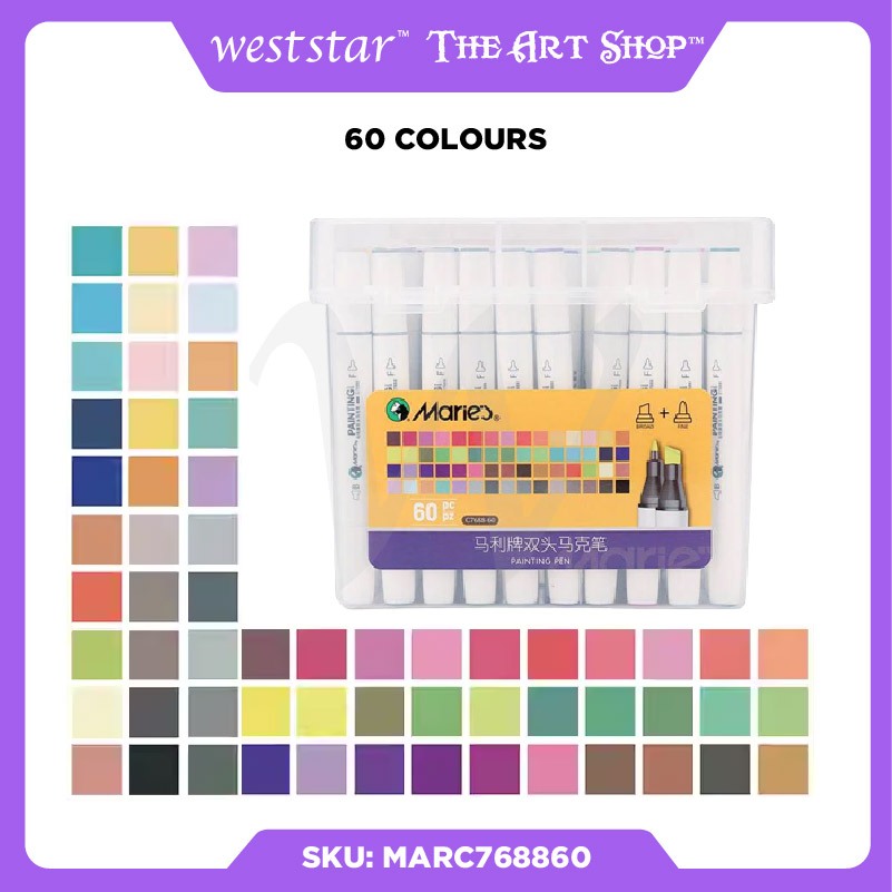 [Weststar TAS] Marie's C7688 Alcohol- based Art Marker Set - 12 / 24 / 36 / 48 / 60 / 80 Colour