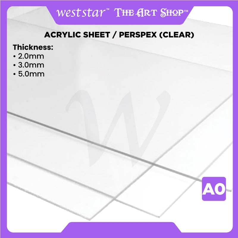 [Weststar TAS] A0 Acrylic Sheet / Perspex (Clear) 841 mm x 1189 mm | 2.0mm, 3.0mm, 5.0mm