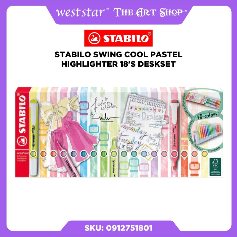[Weststar] Stabilo Swing Cool Pastel Highlighter 18's Deskset