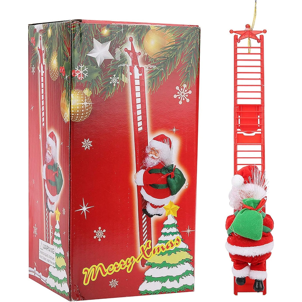 [Weststar TAS] Electric Santa Climbing Ladder Toy, Christmas Tree Hanging Santa Claus Electric Climb Ladder Ornaments