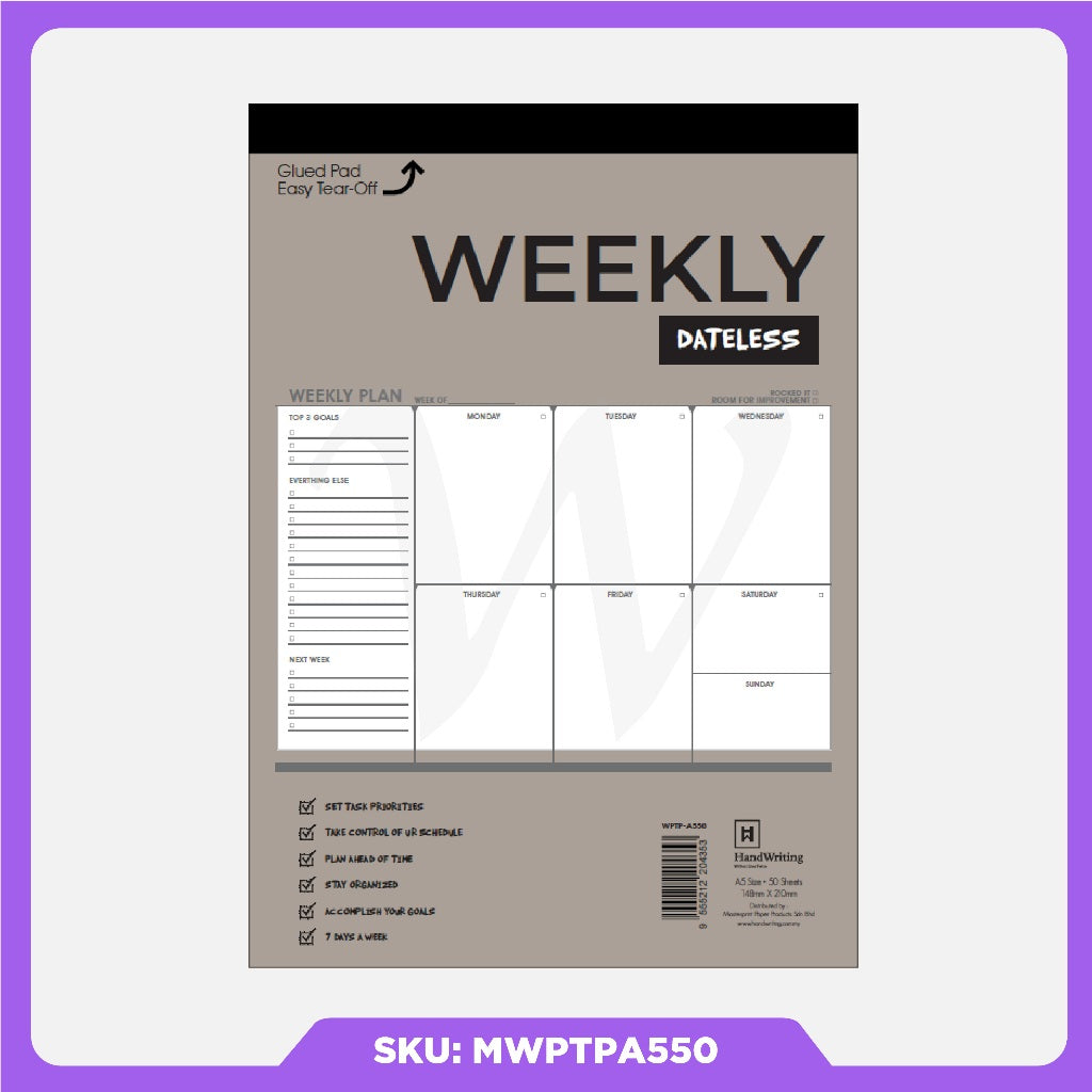 [Weststar] Masterprint A5(P) Monthly View Planner Pad - Monthly / Weekly / Daily